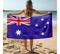 KLJFIGUT Microfiber Beach Towel Australian flag Quick Dry Towel for Adults Kids, Sand-Resistant Microfibre Beach Towel, Lightweight & Stylish for Swimming, Gym, Travel - 90x180 cm