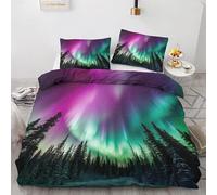 KLJFIGUT Single Duvet Cover Set aurora Soft Microfiber Bedding Single Bed Set with Zipper Closure, Easy Care Quilt Cover for Boys Girls + 2 Pillowcases19x29 inch - 53.1x78.7 inch