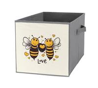 KLJHNVBM 1PCS Foldable Storage Cubes 10.6 Inch, Oxford Fabric Collapsible Storage Bins with Handles, Square Bee Love Honey Organizer Boxes for Closet Shelves, Toys, Clothes