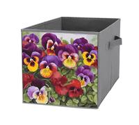 KLJHNVBM 1PCS Foldable Storage Cubes 10.6 Inch, Oxford Fabric Collapsible Storage Bins with Handles, Square Pansy Perfection Organizer Boxes for Closet Shelves, Toys, Clothes