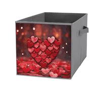 KLJHNVBM 1PCS Foldable Storage Cubes 10.6 Inch, Oxford Fabric Collapsible Storage Bins with Handles, Square Hearts Love Organizer Boxes for Closet Shelves, Toys, Clothes
