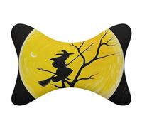KLJHNVBM 2-Pack Car Neck Pillows, Memory Foam Support & Removable Washable Cover, Soft Car Headrest Pillow Universal, Witch Ornament Car Pillow for Travel & Office