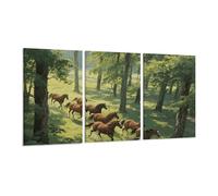 KLJHNVBM 3 Panel Canvas Wall Art Vertical 12x24inch(30x60cm) Modern Artwork Prints Home Decor, Brown Horse Poster for Living Room, Bedroom, Office Decor, Frame-style
