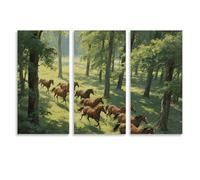 KLJHNVBM 3 Panel Canvas Wall Art Vertical 12x24inch(30x60cm) Modern Artwork Prints Home Decor, Brown Horse Poster for Living Room, Bedroom, Office Decor, Unframe-style
