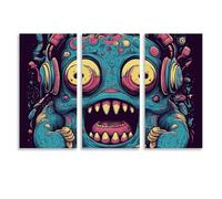 KLJHNVBM 3 Panel Canvas Wall Art Vertical 12x24inch(30x60cm) Modern Artwork Prints Home Decor, Love Music Monster Poster for Living Room, Bedroom, Office Decor, Unframe-style