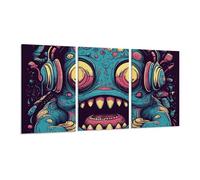 KLJHNVBM 3 Panel Canvas Wall Art Vertical 16x32inch(40x80cm) Modern Artwork Prints Home Decor, Love Music Monster Poster for Living Room, Bedroom, Office Decor, Frame-style