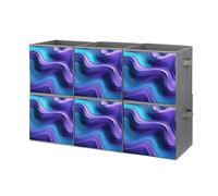 KLJHNVBM 6PCS Foldable Storage Cubes 10.6 Inch, Oxford Fabric Collapsible Storage Bins with Handles, Square Wavy Purple Organizer Boxes for Closet Shelves, Toys, Clothes