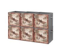 KLJHNVBM 6PCS Foldable Storage Cubes 10.6 Inch, Oxford Fabric Collapsible Storage Bins with Handles, Square Dragonfly Bee Organizer Boxes for Closet Shelves, Toys, Clothes