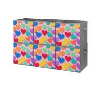 KLJHNVBM 6PCS Foldable Storage Cubes 10.6 Inch, Oxford Fabric Collapsible Storage Bins with Handles, Square Colored Love Hearts Organizer Boxes for Closet Shelves, Toys, Clothes