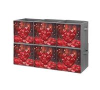 KLJHNVBM 6PCS Foldable Storage Cubes 10.6 Inch, Oxford Fabric Collapsible Storage Bins with Handles, Square Hearts Love Organizer Boxes for Closet Shelves, Toys, Clothes