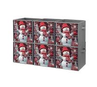 KLJHNVBM 6PCS Foldable Storage Cubes 10.6 Inch, Oxford Fabric Collapsible Storage Bins with Handles, Square Snowman Outside The Window Organizer Boxes for Closet Shelves, Toys, Clothes