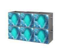 KLJHNVBM 6PCS Foldable Storage Cubes 10.6 Inch, Oxford Fabric Collapsible Storage Bins with Handles, Square Bright Aqua Blue Turquoise Organizer Boxes for Closet Shelves, Toys, Clothes