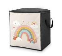 KLJHNVBM 70L Large Storage Bags with Zipper, Heavy Duty Rainbow And Cloud Storage Bins with Handles, Stackable Clothes Organizer Foldable Fabric Closet Organizer for Blankets, Comforters
