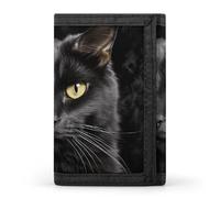 KLJHNVBM A Black Cat on A Black Background Trifold Wallet for Men - Money Clip Slim Wallets with Multiple Card Slots Minimalist Small Front Pocket Wallet for Everyday Carry