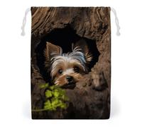 KLJHNVBM A Little Yorkshire Terrier Gift Bag, 20 * 25cm Double-Sided Print Canvas Drawstring Bag - Reusable Multi-Purpose Storage Sack for Travel, Snacks & Jewelry