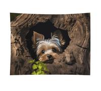 KLJHNVBM A Little Yorkshire Terrier Tapestry Wall Hanging, 30"x40" Polyester Blanket Aesthetic Wall Decor Vintage Tapestry for Bedroom Living Room Dorm Decor
