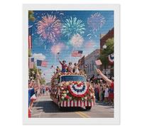 KLJHNVBM America Independence Day Diamond Painting Kits, 5D Round Gem Art Kits for Beginners, DIY Full Drill Diamond Dots for Home Wall Decor & Gift 16"x20"