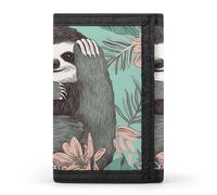 KLJHNVBM Animal Sloth Mint Green Trifold Wallet for Men - Money Clip Slim Wallets with Multiple Card Slots Minimalist Small Front Pocket Wallet for Everyday Carry