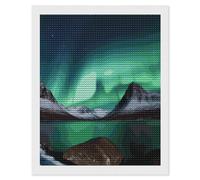 KLJHNVBM Aurora Borealis Diamond Painting Kits, 5D Round Gem Art Kits for Beginners, DIY Full Drill Diamond Dots for Home Wall Decor & Gift 16"x20"