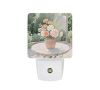 KLJHNVBM Auto On/Off Night Light, Asian Cherry Blossom Nightlight Smart Sensor LED Plug in Night Lamp for Bedroom, Hallway, Bathroom, Kitchen | Energy Saving (0.5W)