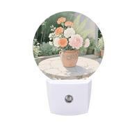 KLJHNVBM Auto On/Off Night Light, Asian Cherry Blossom Nightlight Smart Sensor LED Plug in Night Lamp for Bedroom, Hallway, Bathroom, Kitchen | Energy Saving (0.5W)