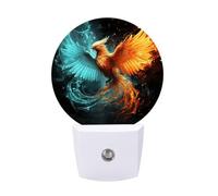 KLJHNVBM Auto On/Off Night Light, Fire and Water Phoenix Nightlight Smart Sensor LED Plug in Night Lamp for Bedroom, Hallway, Bathroom, Kitchen | Energy Saving (0.5W)