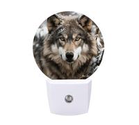 KLJHNVBM Auto On/Off Night Light, Lmage of Wolf in The Snow Nightlight Smart Sensor LED Plug in Night Lamp for Bedroom, Hallway, Bathroom, Kitchen | Energy Saving (0.5W)