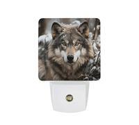 KLJHNVBM Auto On/Off Night Light, Lmage of Wolf in The Snow Nightlight Smart Sensor LED Plug in Night Lamp for Bedroom, Hallway, Bathroom, Kitchen | Energy Saving (0.5W)