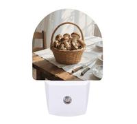 KLJHNVBM Auto On/Off Night Light, Mushrooms in The Basket Nightlight Smart Sensor LED Plug in Night Lamp for Bedroom, Hallway, Bathroom, Kitchen | Energy Saving (0.5W)