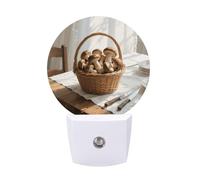 KLJHNVBM Auto On/Off Night Light, Mushrooms in The Basket Nightlight Smart Sensor LED Plug in Night Lamp for Bedroom, Hallway, Bathroom, Kitchen | Energy Saving (0.5W)