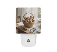 KLJHNVBM Auto On/Off Night Light, Mushrooms in The Basket Nightlight Smart Sensor LED Plug in Night Lamp for Bedroom, Hallway, Bathroom, Kitchen | Energy Saving (0.5W)