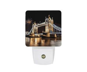 KLJHNVBM Auto On/Off Night Light, Night London Tower Bridge Nightlight Smart Sensor LED Plug in Night Lamp for Bedroom, Hallway, Bathroom, Kitchen | Energy Saving (0.5W)