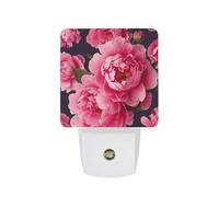 KLJHNVBM Auto On/Off Night Light, Peony Flowers Nightlight Smart Sensor LED Plug in Night Lamp for Bedroom, Hallway, Bathroom, Kitchen | Energy Saving (0.5W)