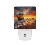 KLJHNVBM Auto On/Off Night Light, Pirate Ship in The Sunset Nightlight Smart Sensor LED Plug in Night Lamp for Bedroom, Hallway, Bathroom, Kitchen | Energy Saving (0.5W)