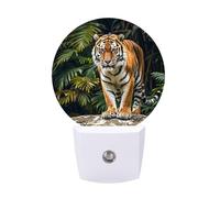 KLJHNVBM Auto On/Off Night Light, Tiger on A Boulder in The Jungle Nightlight Smart Sensor LED Plug in Night Lamp for Bedroom, Hallway, Bathroom, Kitchen | Energy Saving (0.5W)