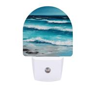 KLJHNVBM Auto On/Off Night Light, Turquoise Beach Original Seascape Nightlight Smart Sensor LED Plug in Night Lamp for Bedroom, Hallway, Bathroom, Kitchen | Energy Saving (0.5W)