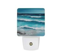 KLJHNVBM Auto On/Off Night Light, Turquoise Beach Original Seascape Nightlight Smart Sensor LED Plug in Night Lamp for Bedroom, Hallway, Bathroom, Kitchen | Energy Saving (0.5W)