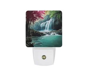 KLJHNVBM Auto On/Off Night Light, Waterfall Natural Landscape Nightlight Smart Sensor LED Plug in Night Lamp for Bedroom, Hallway, Bathroom, Kitchen | Energy Saving (0.5W)