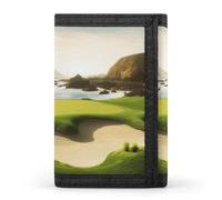 KLJHNVBM Beach Golf Course Trifold Wallet for Men - Money Clip Slim Wallets with Multiple Card Slots Minimalist Small Front Pocket Wallet for Everyday Carry