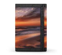 KLJHNVBM Beach Sunrise Trifold Wallet for Men - Money Clip Slim Wallets with Multiple Card Slots Minimalist Small Front Pocket Wallet for Everyday Carry