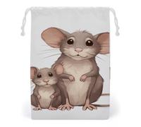KLJHNVBM Big Mouse And Little Mouse Gift Bag, 12 * 18cm Double-Sided Print Canvas Drawstring Bag - Reusable Multi-Purpose Storage Sack for Travel, Snacks & Jewelry