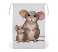 KLJHNVBM Big Mouse And Little Mouse Gift Bag, 20 * 25cm Double-Sided Print Canvas Drawstring Bag - Reusable Multi-Purpose Storage Sack for Travel, Snacks & Jewelry
