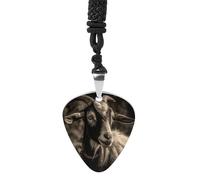 KLJHNVBM - Black and White Goat Guitar Pick Necklace with Personalized Pendant Stainless Steel Jewelry Rock Music Accessories Gifts for Women Men Lovers
