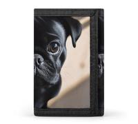 KLJHNVBM Black Pug Dog Puppy Trifold Wallet for Men - Money Clip Slim Wallets with Multiple Card Slots Minimalist Small Front Pocket Wallet for Everyday Carry