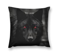 KLJHNVBM Black Red Eyed Wolf Throw Pillow Covers 26 "x26 - Soft Short Plush Decorative Throw Pillow Cases Double-Sided Pillowcase Square Cushion Covers for Couch Sofa Bedroom Car