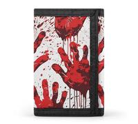 KLJHNVBM Bloody Handprints Trifold Wallet for Men - Money Clip Slim Wallets with Multiple Card Slots Minimalist Small Front Pocket Wallet for Everyday Carry