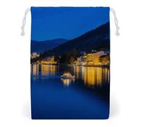 KLJHNVBM Blue Lake Tahoe Gift Bag, 12 * 18cm Double-Sided Print Canvas Drawstring Bag - Reusable Multi-Purpose Storage Sack for Travel, Snacks & Jewelry