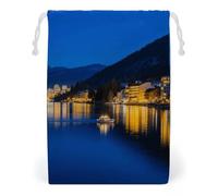 KLJHNVBM Blue Lake Tahoe Gift Bag, 20 * 25cm Double-Sided Print Canvas Drawstring Bag - Reusable Multi-Purpose Storage Sack for Travel, Snacks & Jewelry