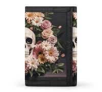KLJHNVBM Bonsai Tree Sugar Skull Trifold Wallet for Men - Money Clip Slim Wallets with Multiple Card Slots Minimalist Small Front Pocket Wallet for Everyday Carry