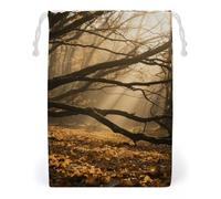 KLJHNVBM Branches Wood Gift Bag, 12 * 18cm Double-Sided Print Canvas Drawstring Bag - Reusable Multi-Purpose Storage Sack for Travel, Snacks & Jewelry